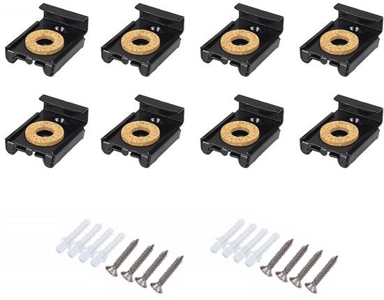 Impianto di fissaggio per specchi 8 pezzi - Set di supporti per parete senza cornice - Supporti di fissaggio a molla - Carico di 12 kg - Inclusi chiodi/ viti - Materiale in acciaio resistente - Clip per specchi