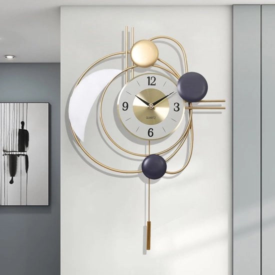 Oro Grande Orologio da Parete - Orologio Moderno a Pendolo per Salotto, Stile Creativo per Cucina senza Suono di Ticchettio, Decorazione per Camera da Letto, Cucina, Ufficio