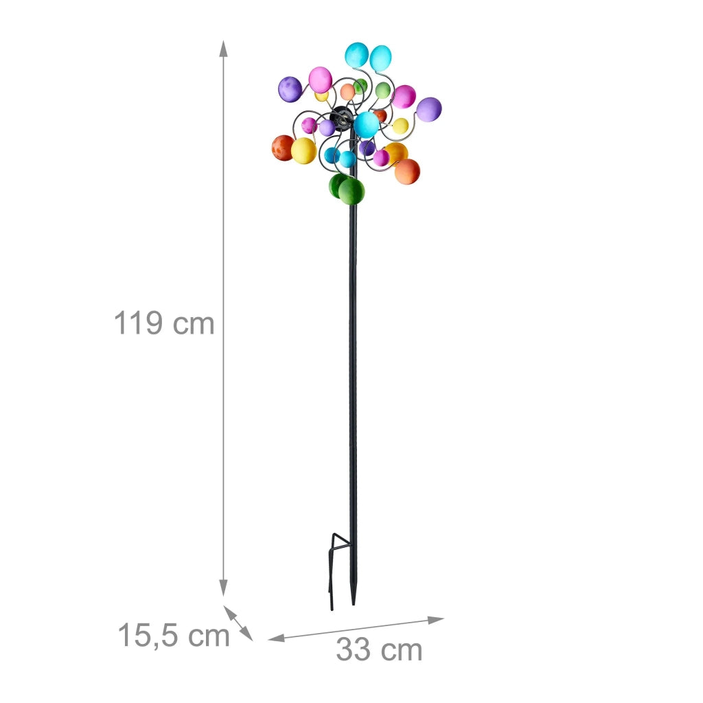 Mulino a vento decorativo giocoso da giardino 120 x 40 x 40 cm in metallo multicolore 13_0015636