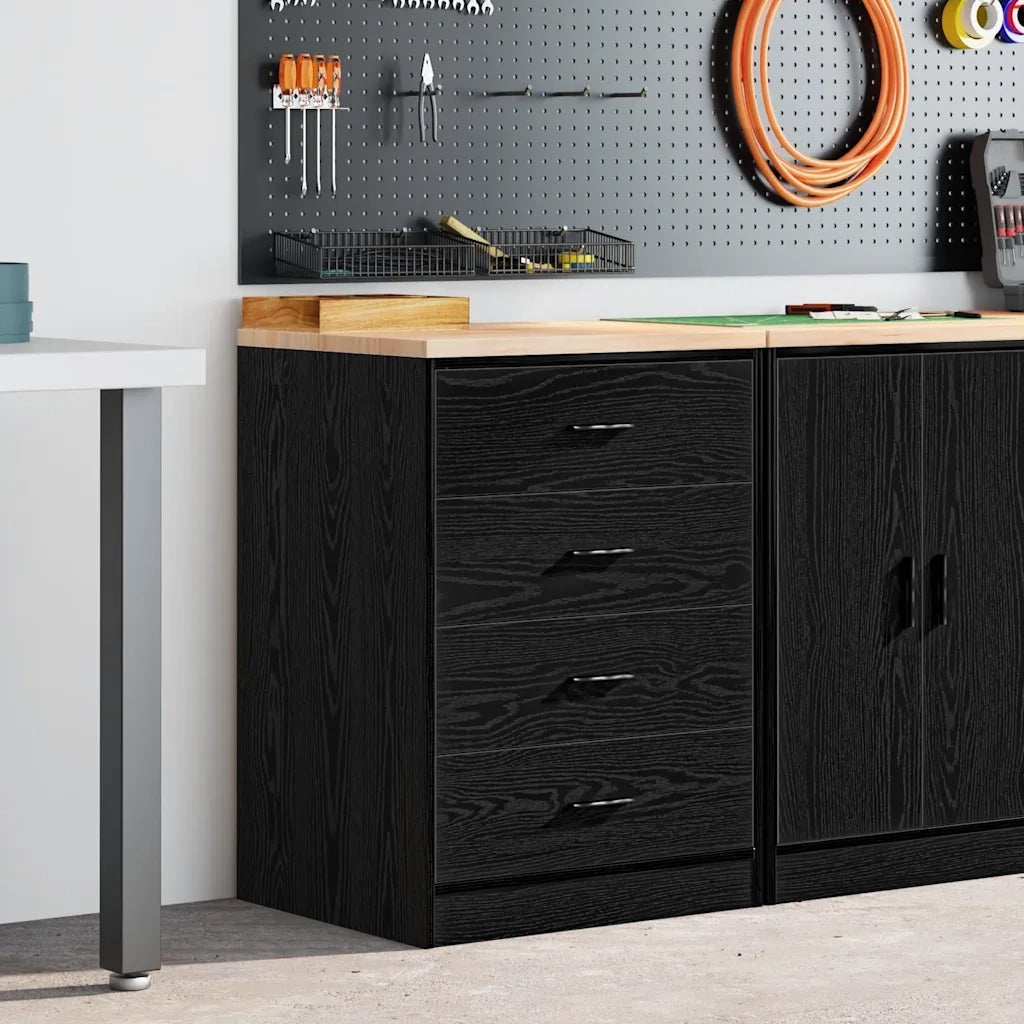 Armadietto da Garage Nero 60x51x85 cm in Legno Massello di Pino CFW1998630