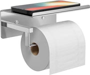 Sostegno per carta igienica con pannello, contenitore per carta igienica, cromato, contenitore per carta igienica, adesivo a secco, sostegno per carta igienica senza perforazione, contenitore per carta igienica per la doccia, in acciaio inossidabile