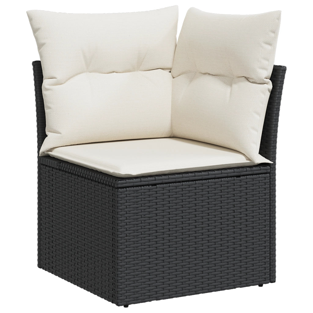 Set Divano da Giardino con Cuscini  10 Pezzi Nero Polyrattan Acacia