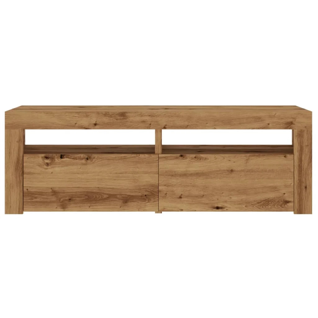 Mobile TV multimediale mensola TV credenza mobile TV sala da pranzo soggiorno camera da letto con luci LED rovere lavorato a mano legno marrone ingegnerizzato 02_0026709