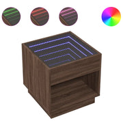 Comodino | Armadio da Notte | Mobiletto da notte con LED Infinity Rovere Marrone 50x50x50 cm