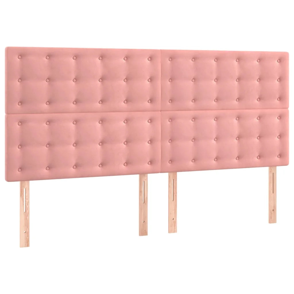 Giroletto con Testiera-Letto con Testiera Rosa 140x190 cm in Velluto 659950