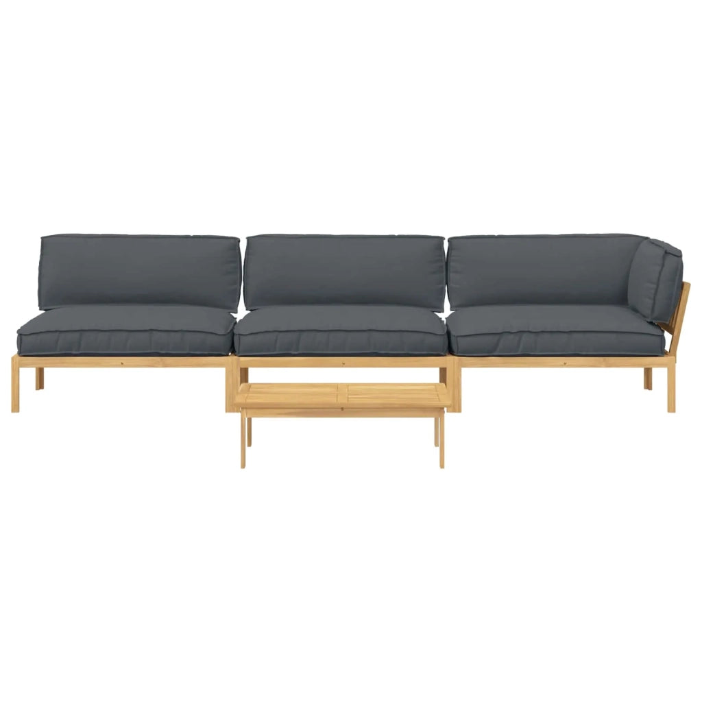 Set di divani 4 pcs Antracite Legno di Acacia Massello