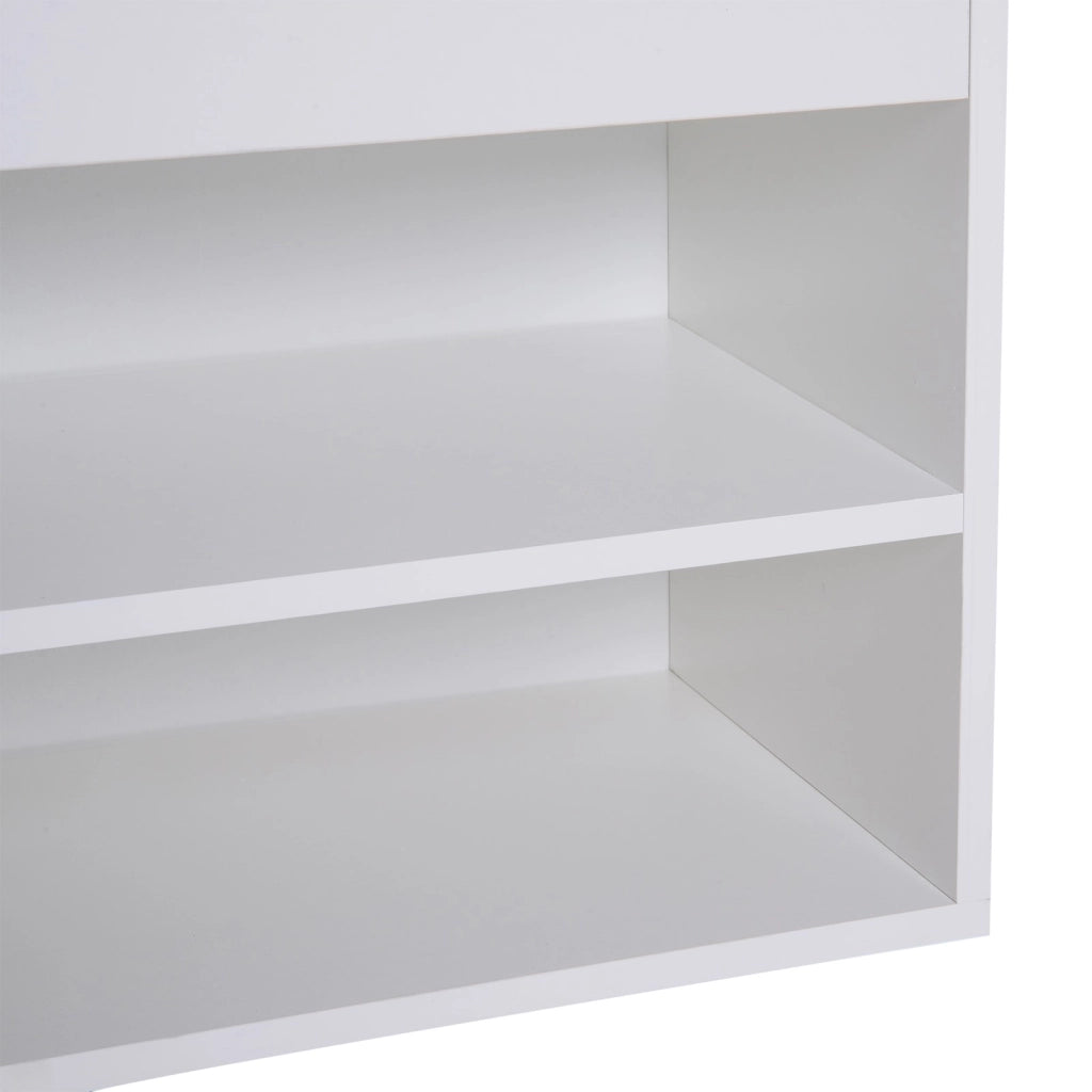 EasyComfort Panca Scarpiera, Mobile Portascarpe Salvaspazio con Sedile Imbottito Ribaltabile da Ingresso Legno, 80x30x47cm, Bianco