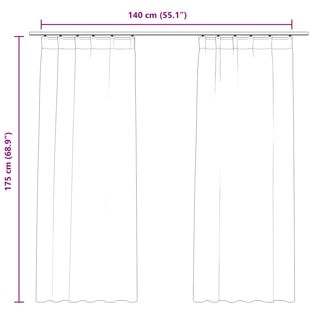 Tende Oscuranti con Ganci 2 pz Antracite in Velluto 140x175 cm 134500