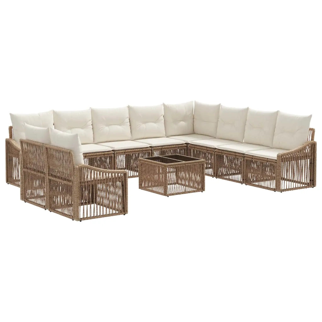 Set Divano da Giardino 11 pcs Beige polyrattan 3436056