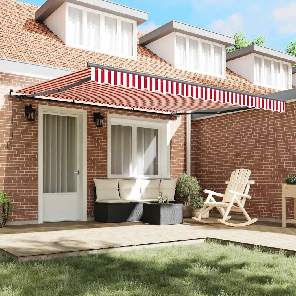 vidaXL Tenda Retrattile Rosso e bianco 400 × 350 cm Tessuto