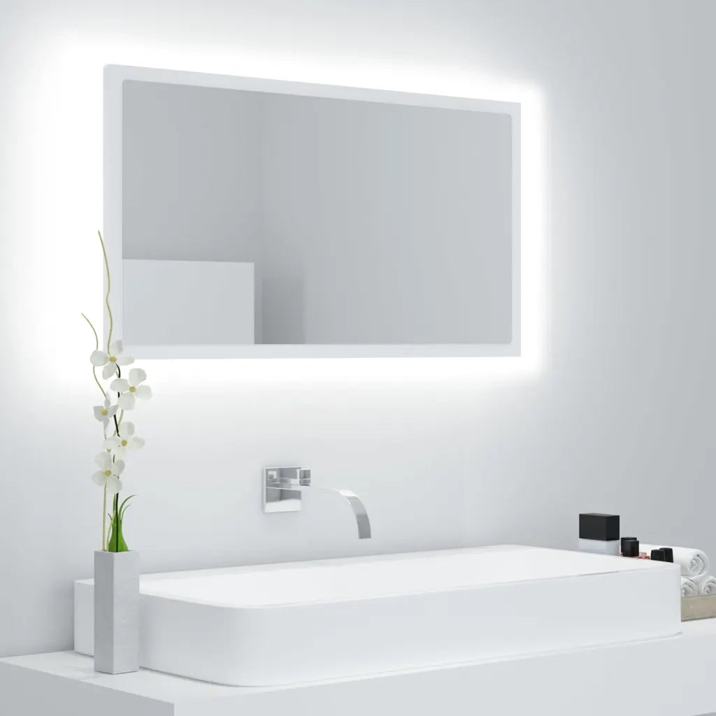 Specchio da Bagno con LED-Specchio per Bagno Bianco 80x8,5x37 cm in Acrilico