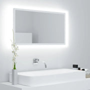 Specchio da Bagno con LED-Specchio per Bagno Bianco 80x8,5x37 cm in Acrilico