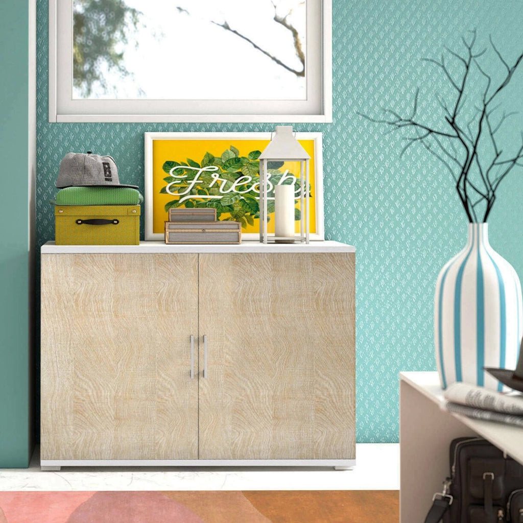 Serafinito, Armadio Multiuso 2 Ante un Ripiano Made in Italy, 90x66h cm Marrone Rovere