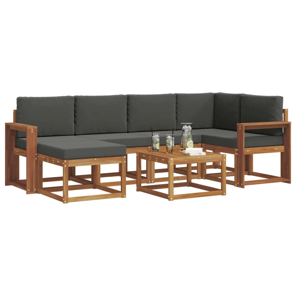 Set di divani da esterno con cuscino 7 pcs Naturale e Antracite
