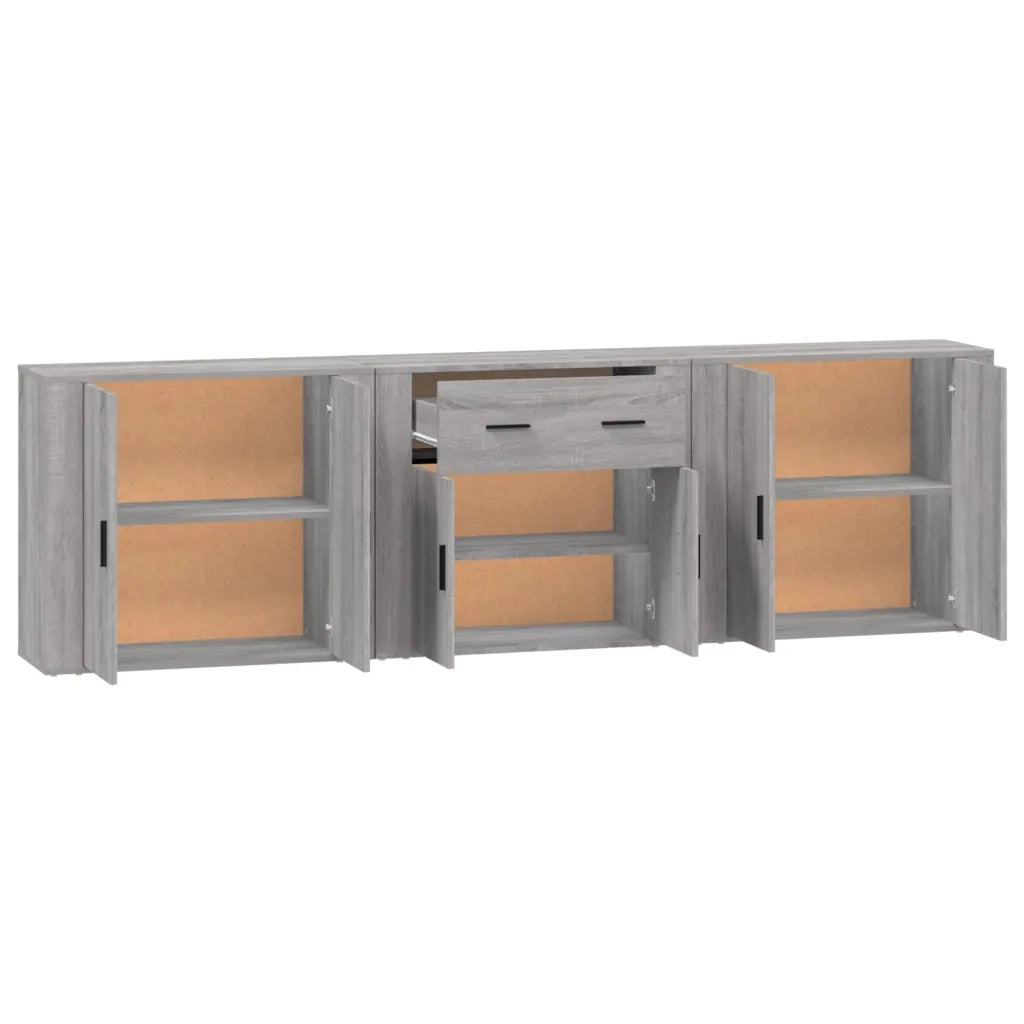 Credenze 3 pz | Madia | Buffet da pranzo | Armadio da pranzo Grigio Sonoma in Legno Multistrato