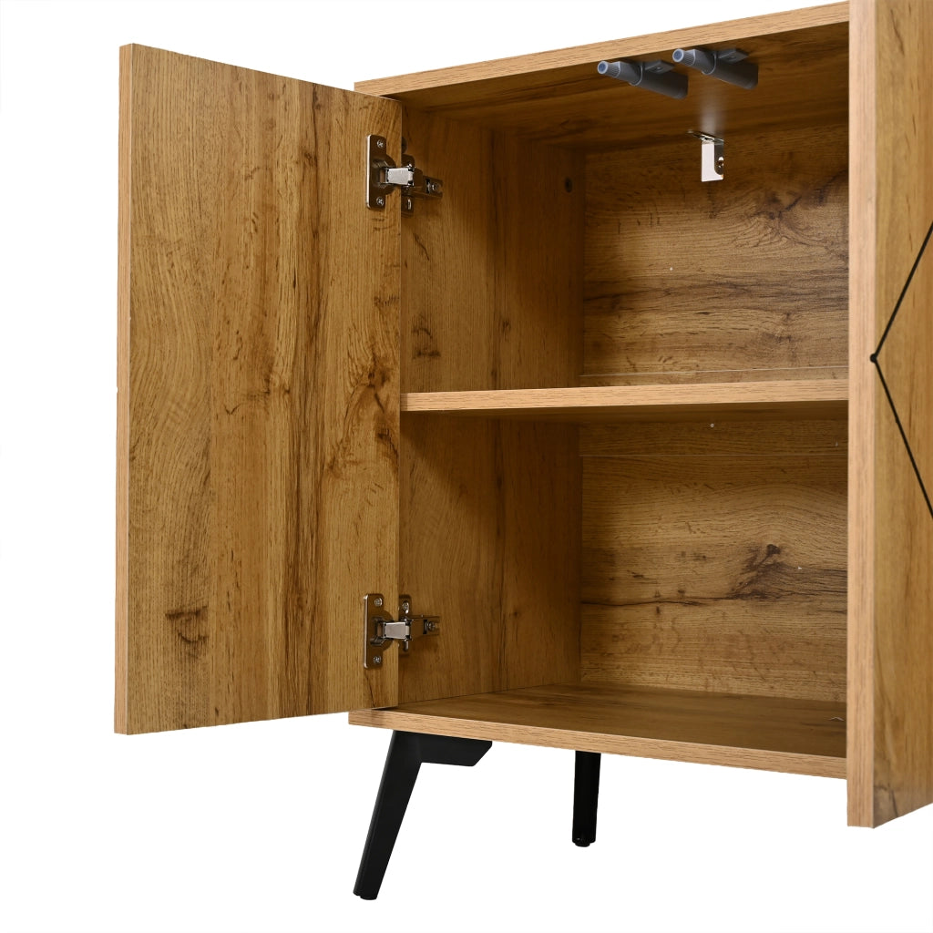 Credenza MDF 120 cm Mobile Buffet Legno a 4 Ante con Sistema Push Pull