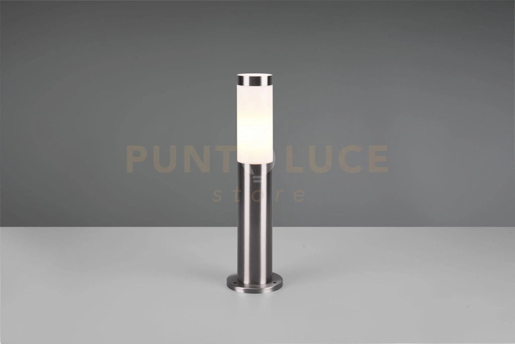 TRIOTO PALO SEGNAVIALI DA ESTERNO CILINDRO ACCIAIO SATINATO E DIFFUSORE OPALE H. 45CM IP44 1 LUCE ATTACCO E27