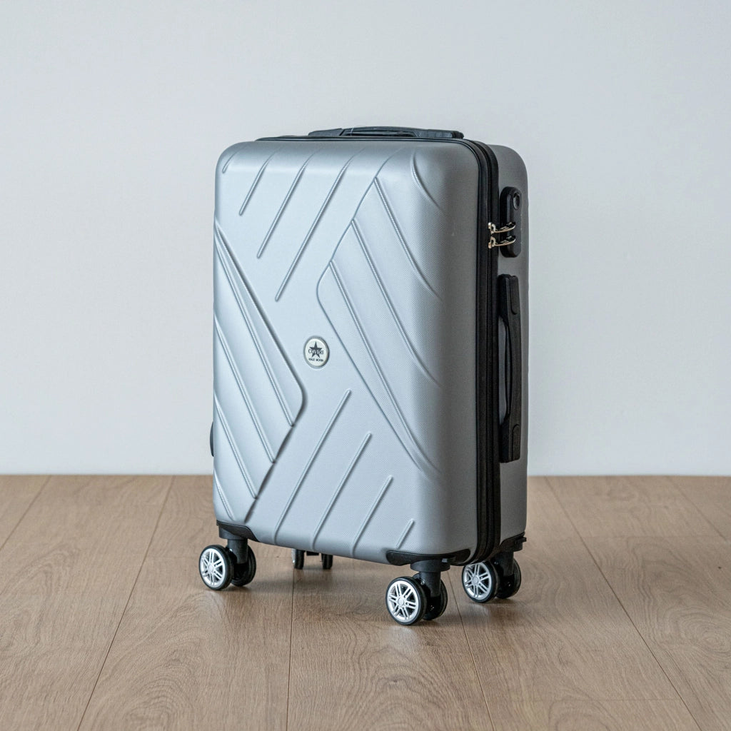 COVERI Trolley Bagaglio Mano Rigido 38x56x23 Piccolo Ultraleggero Valigia In Abs Con 4 Ruote Removibili Manico Chiusura Di Sicurezza Per Compagnie Low Cost Economy Zaino Da Viaggio Basilea-Argento