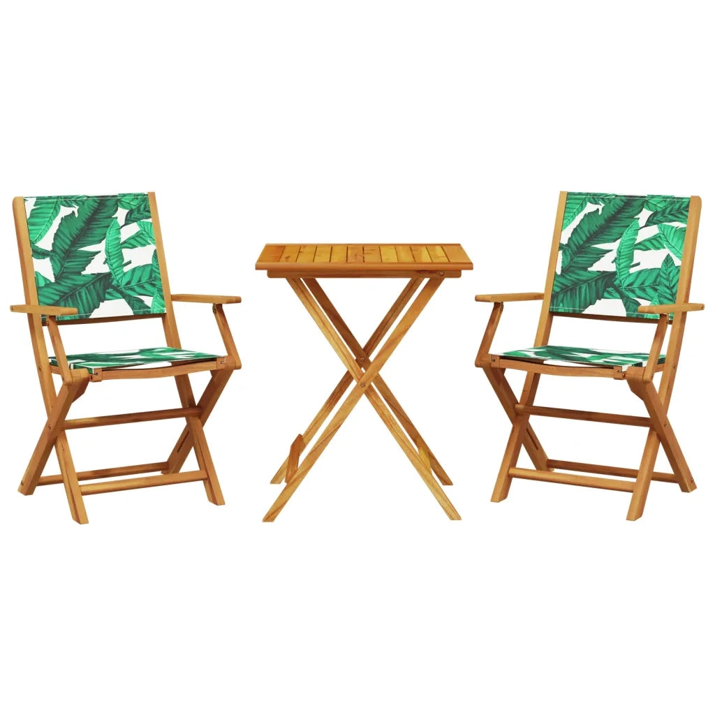 Set da Bistrot 3 pz Motivo Foglie in Tessuto e Legno Massello 3281812