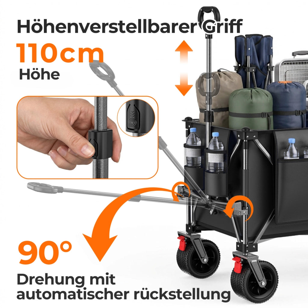 CARRELLO PIEGHEVOLE 140 cm in acciaio Nero e Grigio