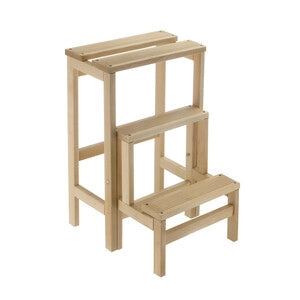 SCALETTO LEGNO A 3 GRADINI C/RIBALTA NATURALE