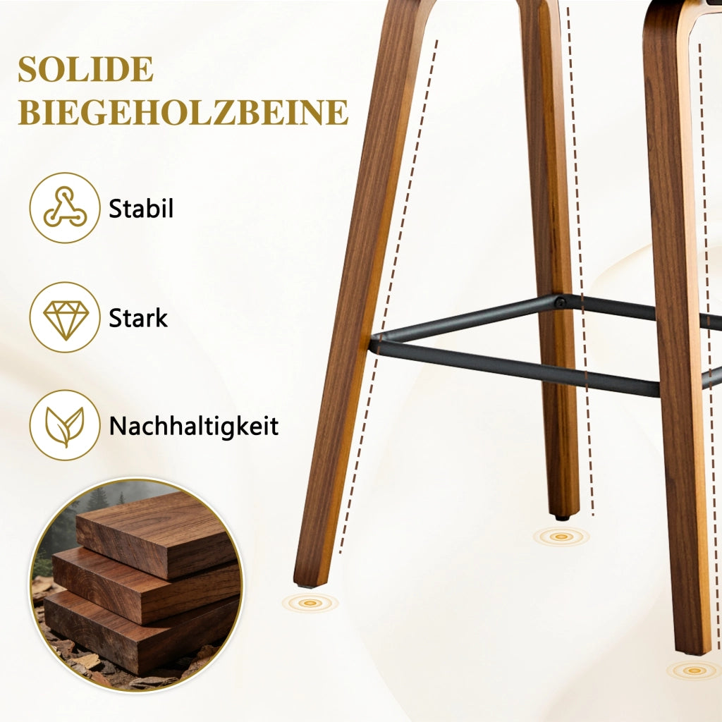 Sgabello da bar con braccioli e seduta imbottita per cucina e bancone in legno bianco 68 × 52,5 × 44 cm