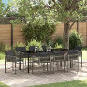 Set da Pranzo per Giardino 9 pcs Grigio polyrattan 3380752