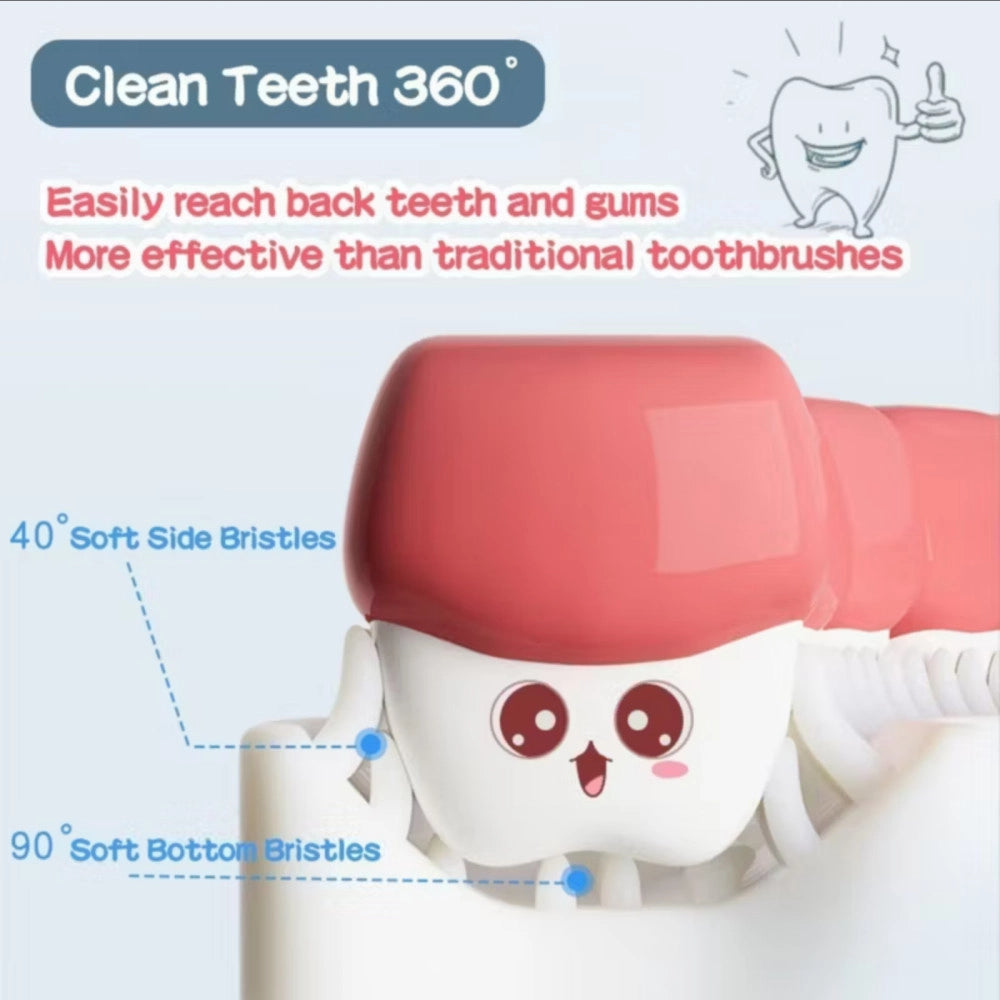 Trade Shop - Set 2 Spazzolino Da Denti Per Bambini 2-6 Anni A Forma Di U Setole In Silicone -