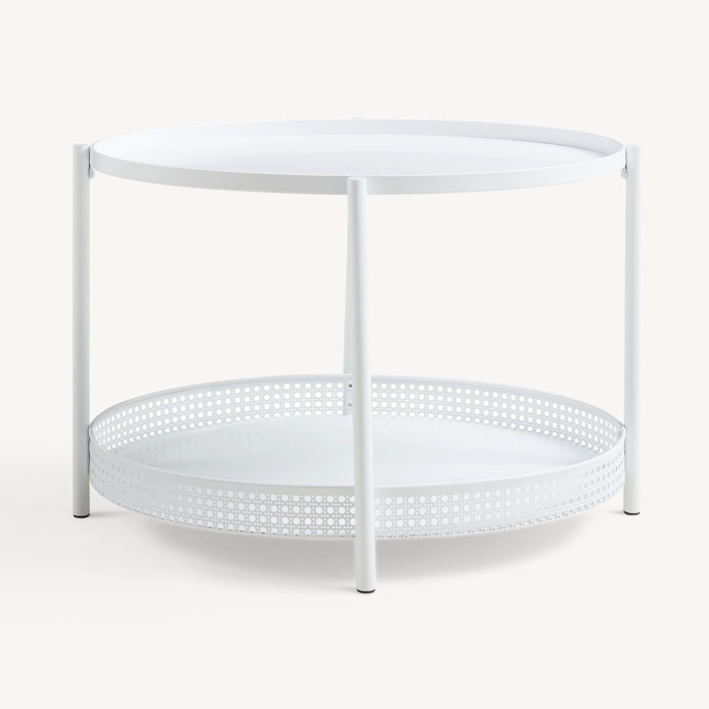 Tavolino da caffè Jäller con Doppio Ripiano e Bordi 66x51x44 cm Bianco [en.casa]