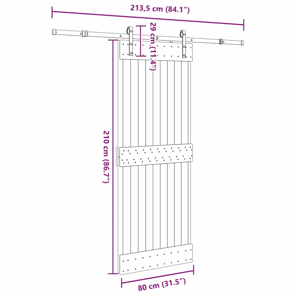 Porta scorrevole NARVIK Naturale e Nero 80 x 210 cm (213,5 cm) 3445258