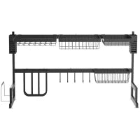 Asciugatrice A Piatti A 2 Livelli Supporto Per Coltelli Per Tagliere 93 x 30 x 52.5 cm Acciaio Nero