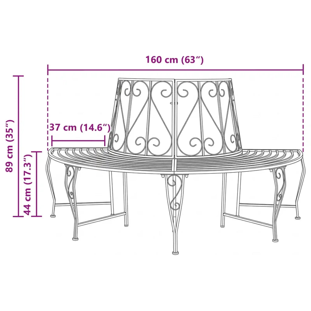 Panchina per Alberi 4-Numero di posti 160 x 80 x 89 cm Acciaio 42029502