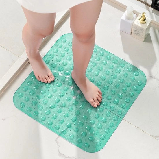 Pavimento antiscivolo, 53 x 53 cm, BPA-free, lavabile in lavatrice, morbido, per la zona dei piedi, pavimento antiscivolo, verde