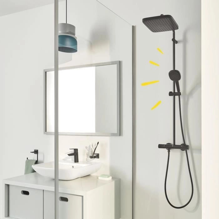 Colonna doccia con miscelatore termostatico - Risparmio idrico - GROHE Vitalio Comfort 250 - Nero opaco - 266962431