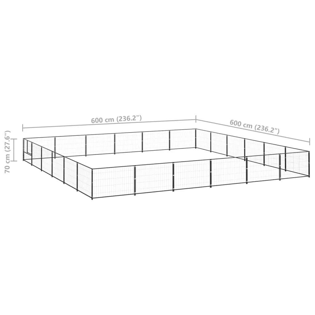 Recinto per animali da esterno per cani recinto per animali nero 36 m² acciaio 02_0000528