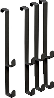 Haken per Deur per 16 mm | 4 Haken a doppio gancio per guardaroba | Haken per abbigliamento per porta e armadio (Nero)