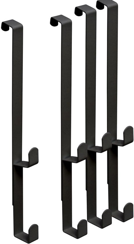 Haken per Deur per 16 mm | 4 Haken a doppio gancio per guardaroba | Haken per abbigliamento per porta e armadio (Nero)