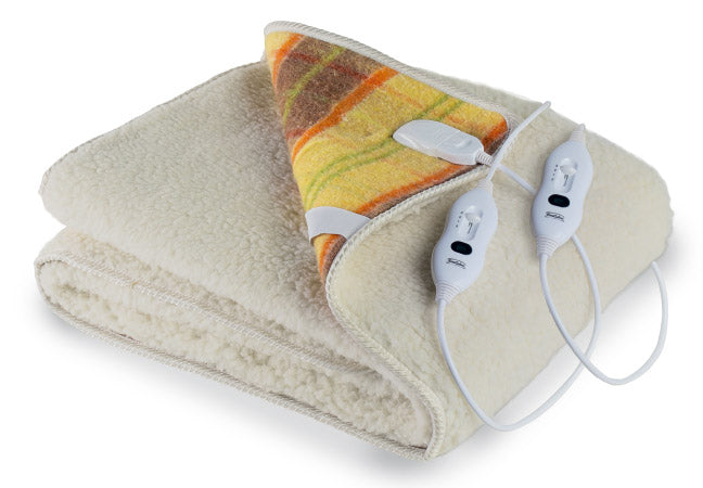 Coperta Termica Elettrica Matrimoniale in Lana 100% Scaldaletto Maxi Scozzese