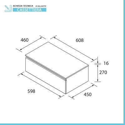 Cassettiera bagno 60 cm sospesa bianco opaco con chiusura soft close - Sumo