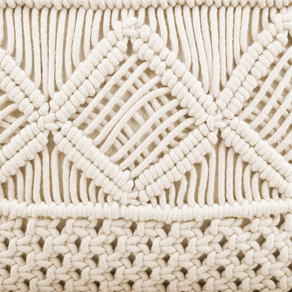Set di 2 cuscini decorativi in macramè di cotone beige 40 x 45 cm con nappe in corda Boho Retro Decor accessori