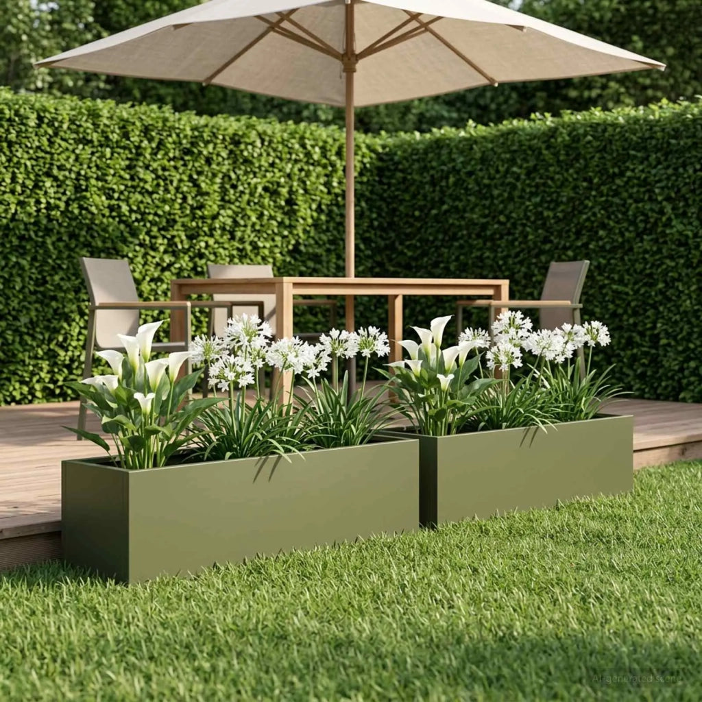 Vaso da giardino 2 pz Verde Oliva 100 x 20 x 20 cm 8005183