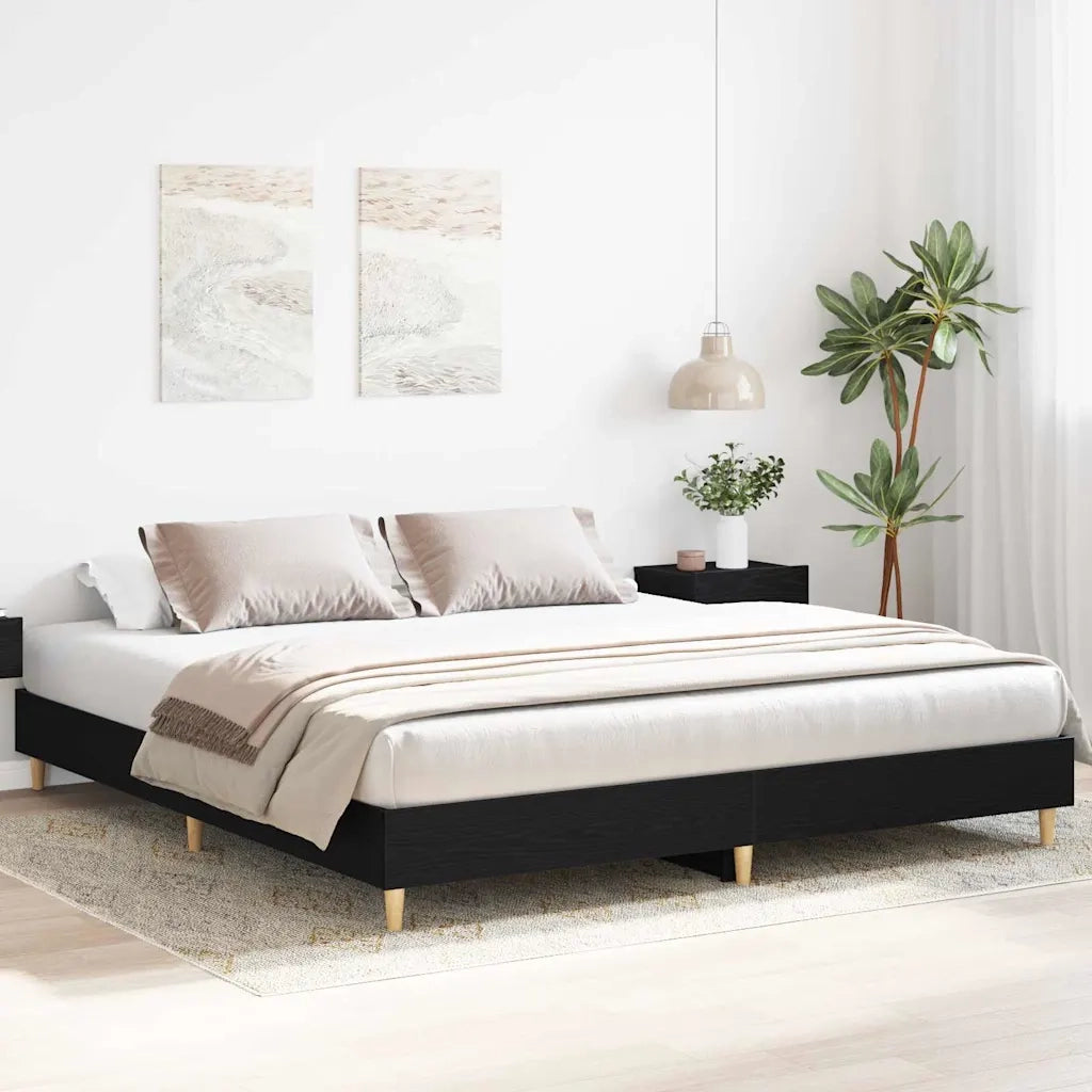 Struttura del letto-Giroletto Rovere Nero 203 x 183 x 25 cm