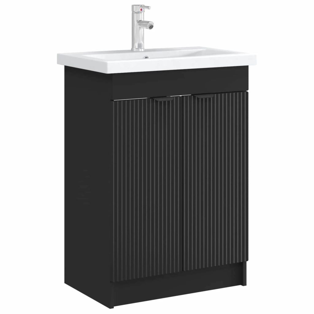 Mobiletto da bagno sotto il lavello Nero 78,5 x 37,5 x 81 cm 890105