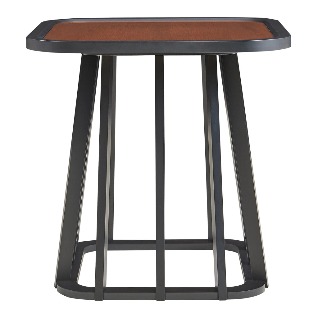 Tavolino Quadrato Burgess da Salotto 51x51x51 cm - Nero/Effeto Noce [en.casa]