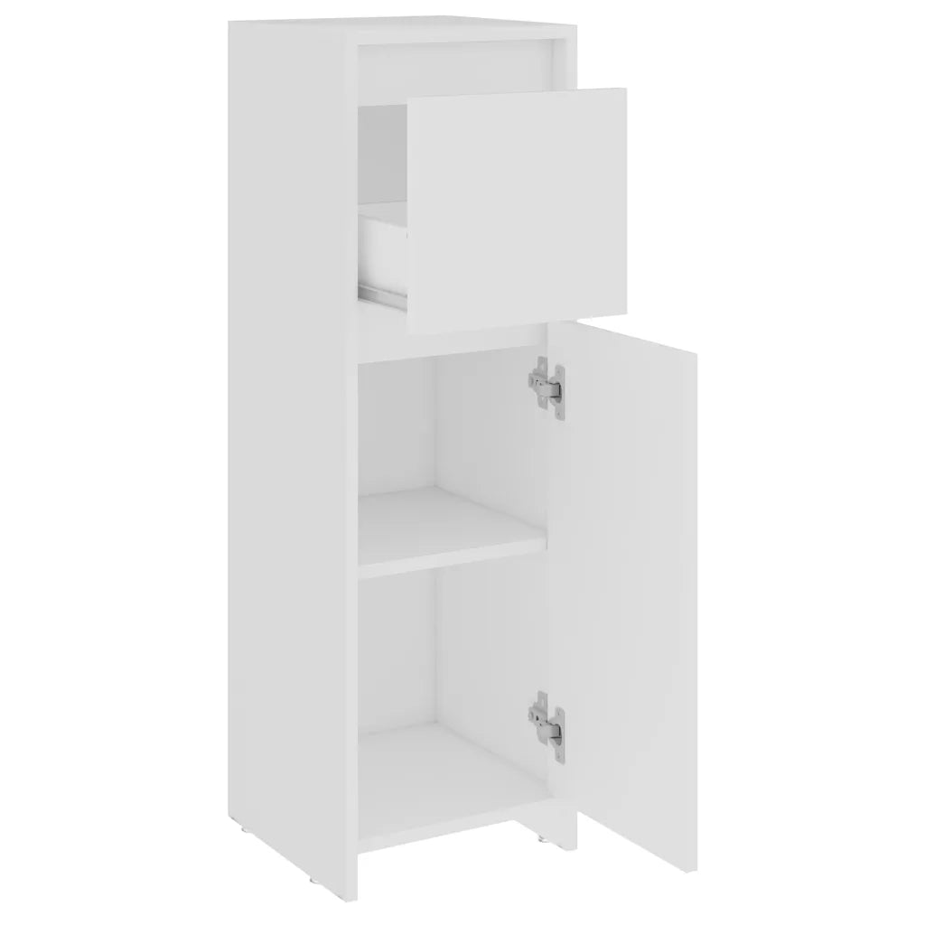 Elegante mobiletto contenitore per il bagno 30 x 30 x 95 cm in legno composito bianco 02_0047735