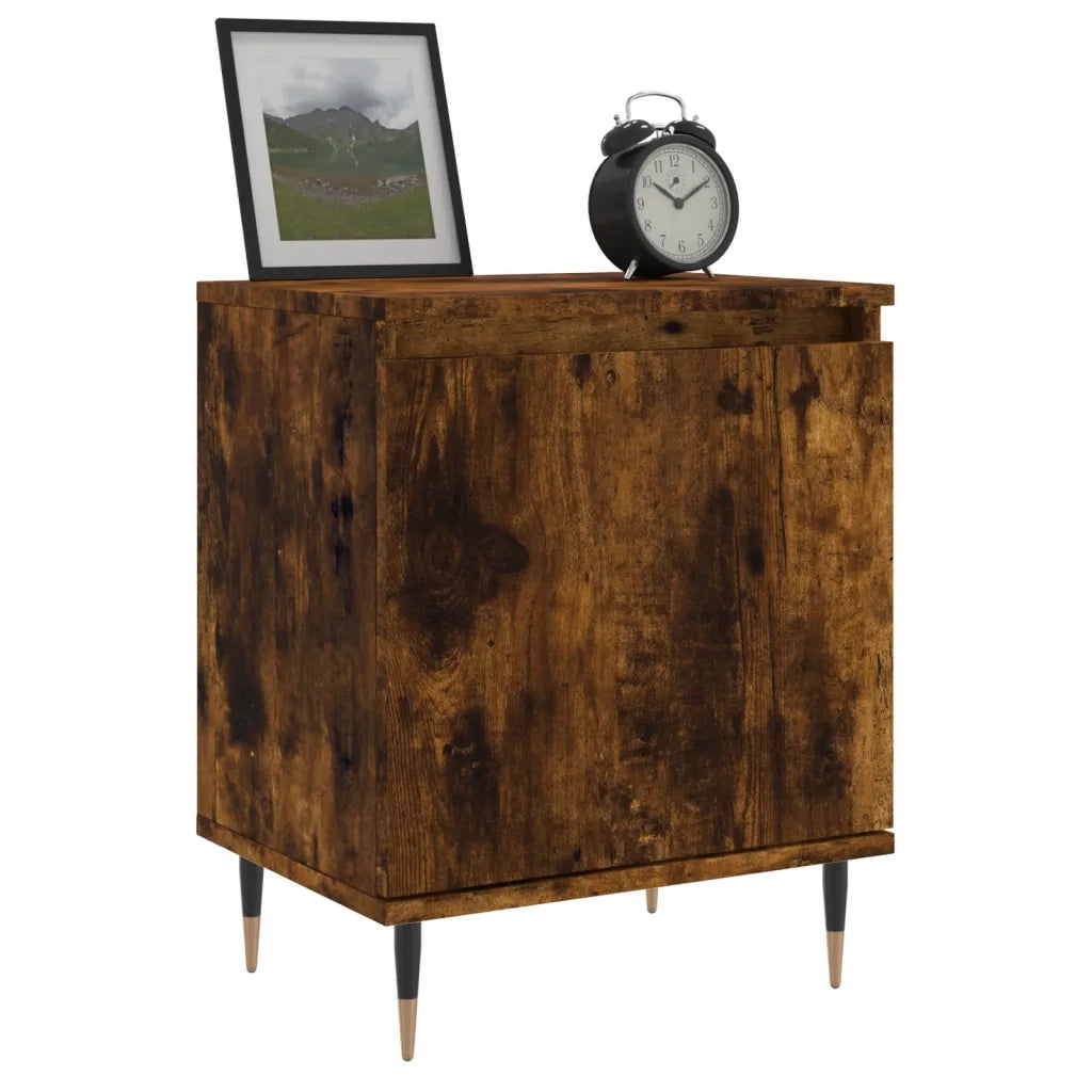 Set di 2 Comodini | Armadio da Notte | Mobiletto da notte Rovere Fumo 40x30x50 cm in Legno Multistrato
