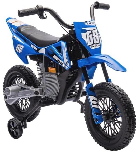 Elettro-Motorino per Bambini 12V con Musica e Ruote di Allenamento per Bambini di 3-6 Anni