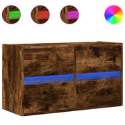 Mobile TV a Parete | Armadietto TV | Mobile Porta TV con Luci LED Rovere Fumo 80x31x45 cm