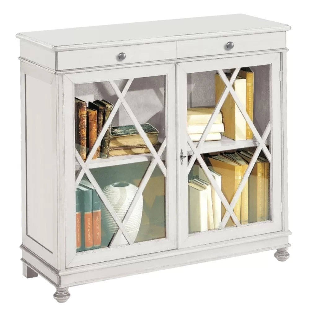 Madia libreria inglesina legno bianco opaco 110x40x100 (1204) - Mobili 2G