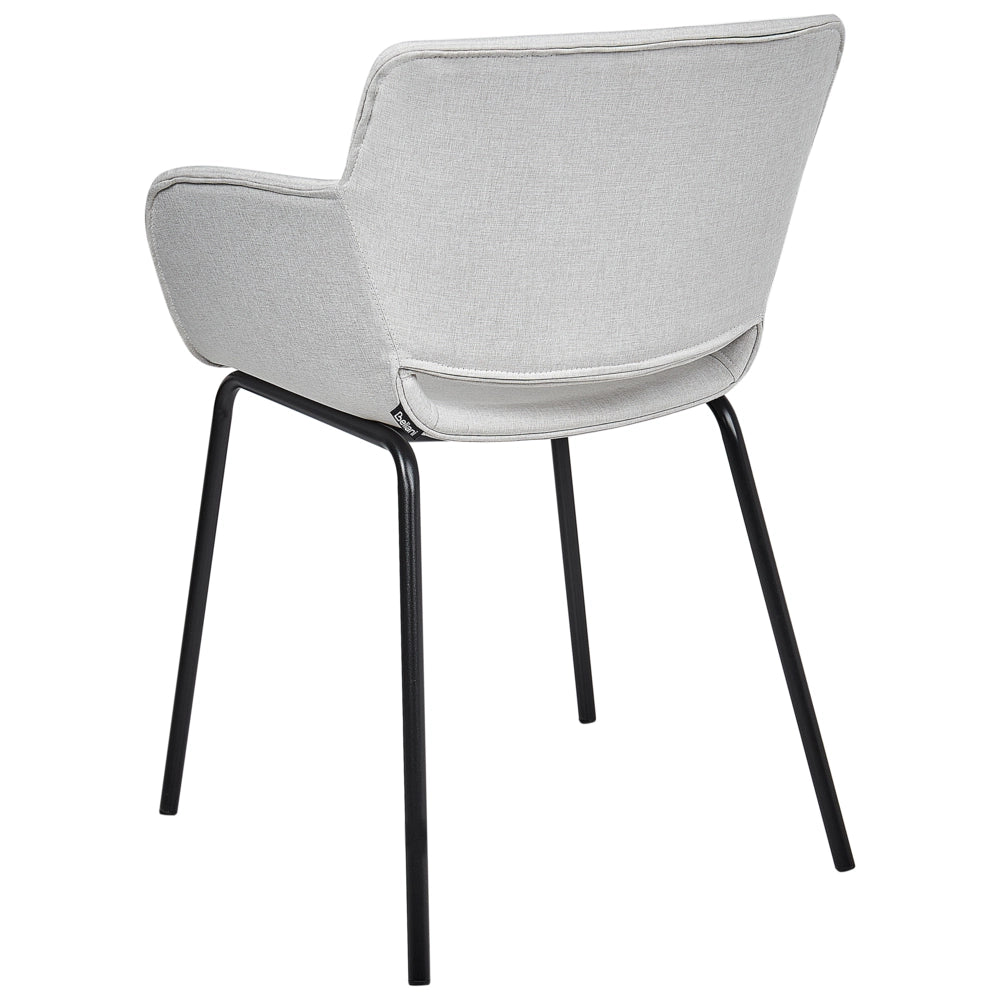 Set di 2 sedie da pranzo con rivestimento in poliestere grigio chiaro con gambe in metallo stile elegante